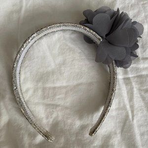 Glitter silver grey tulle flower hairband